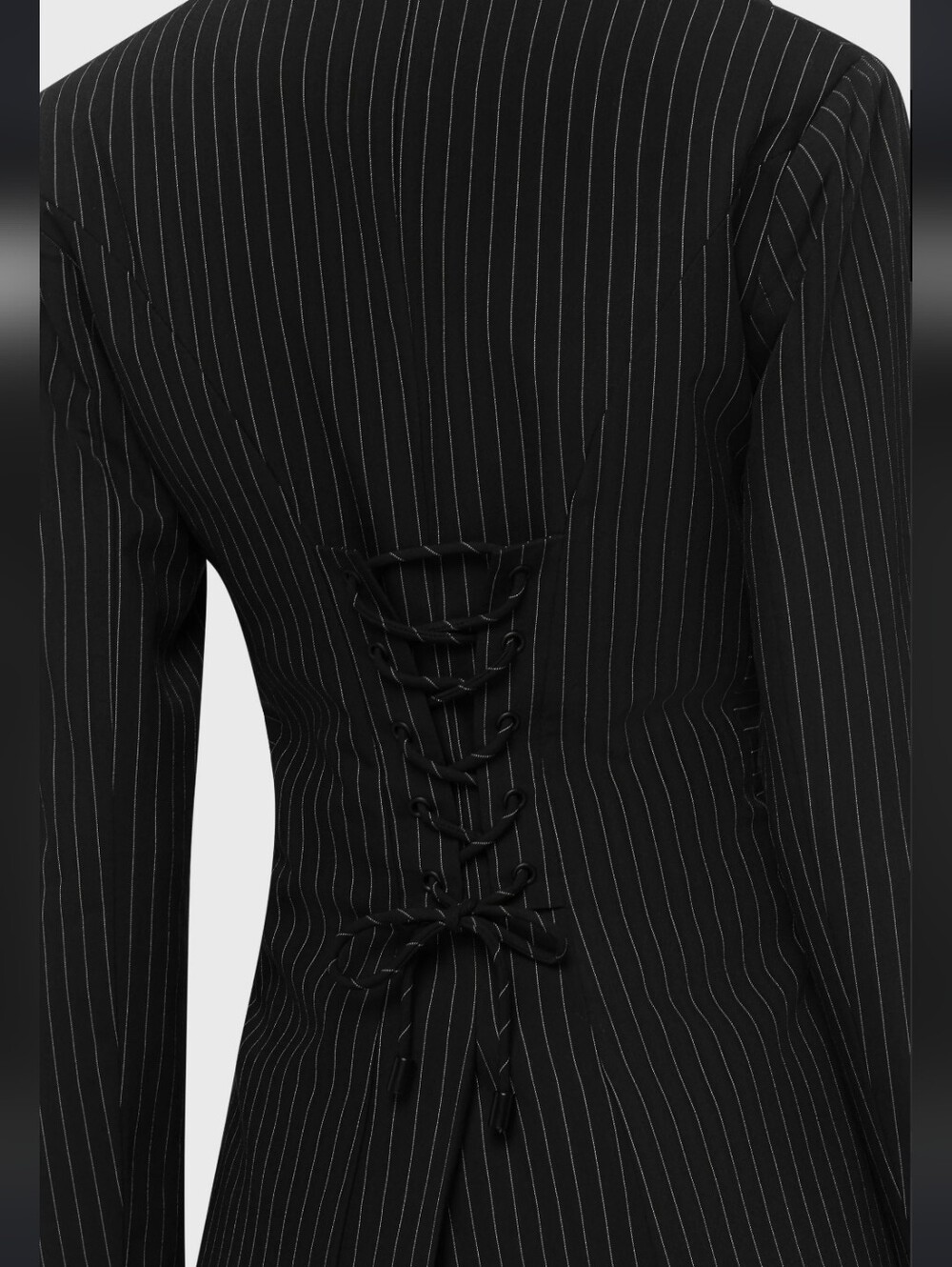 Killstar Black Pinstripe Blazer with Peak Lapel - Picture 3 of 7
